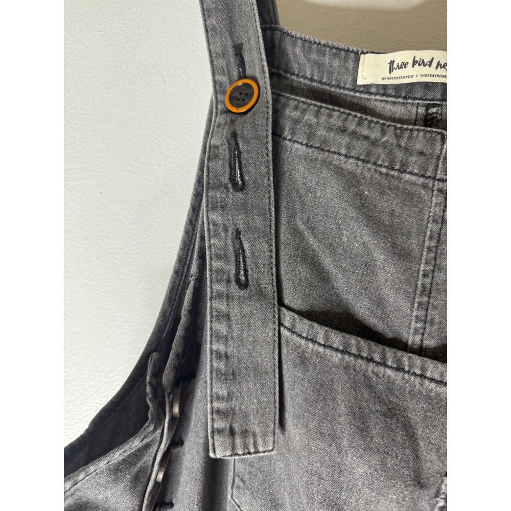 Three bird nest high hopes slouchy denim overalls grey size large - Picture 5 of 10